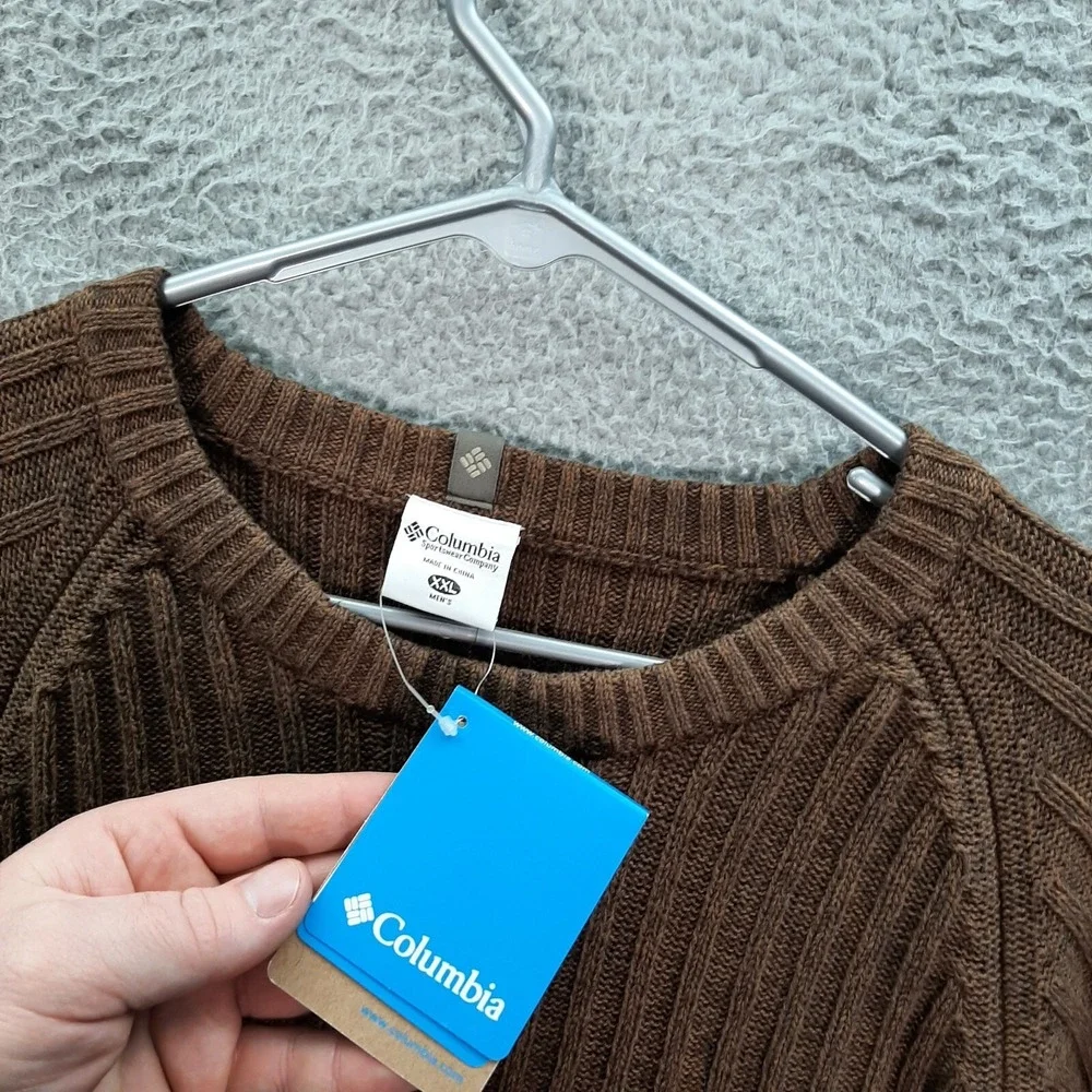 Columbia‎ Sweater Adult 2XL XXL Brown Knit ROC Crew Knit Outdoors Preppy NEW